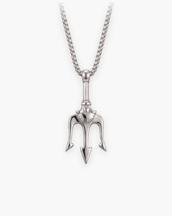 Atlas trident pendant necklace in silver-tone titanium steel [c:silver]