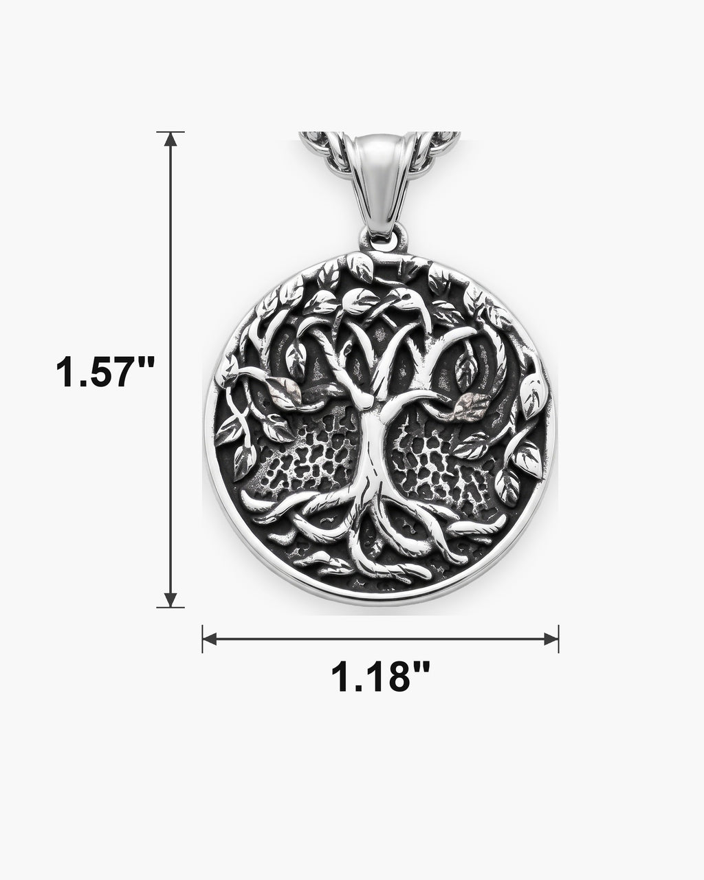 Atlas Tree of Life medallion pendant dimensions at true scale: 1.18 x 1.57 inch [u:in]