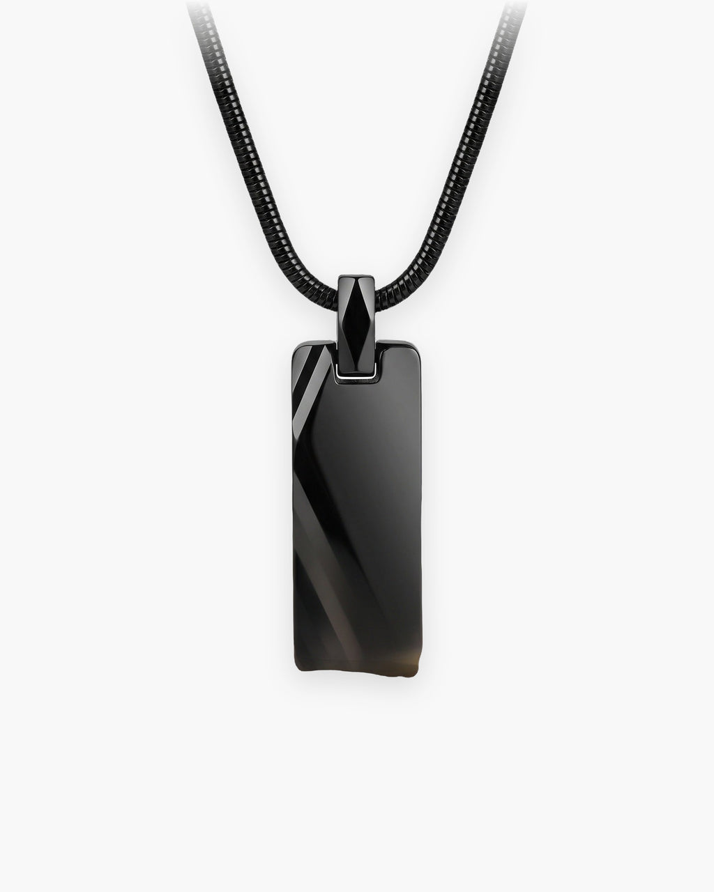 Atlas faceted pendant necklace in black tungsten carbide on a snake chain [c:black]