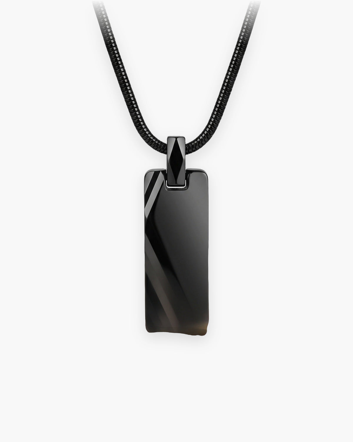 Atlas faceted pendant necklace in black tungsten carbide on a snake chain [c:black]