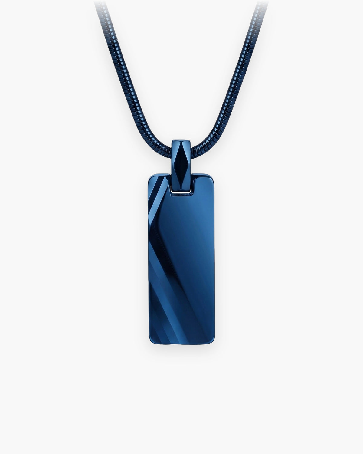 Atlas faceted pendant necklace in blue tungsten carbide on a snake chain [c:blue]