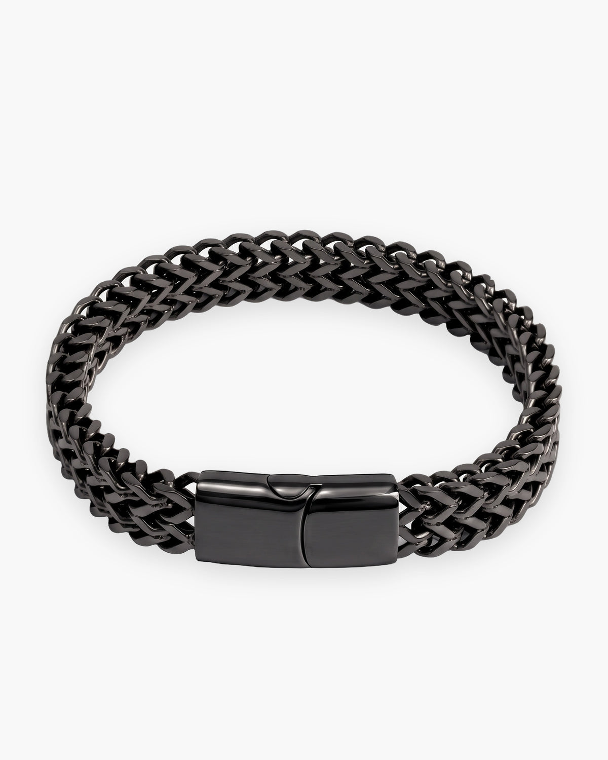 Atlas twin wheat chain bracelet in black stainless steel [c:black]