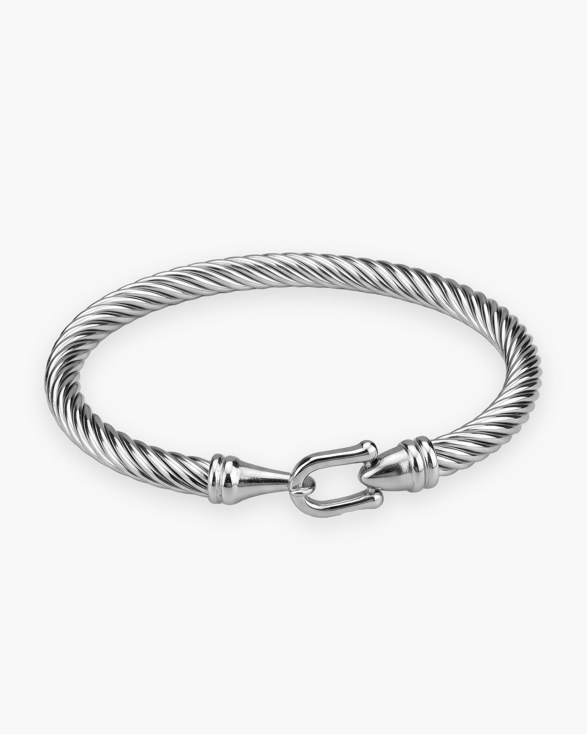 Atlas twisted cable bangle in silver stainless steel [c:silver]