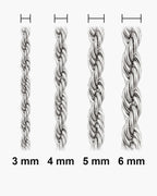 Atlas Twisted Rope Bracelet widths 3 to 6 mm shown at true scale [u:mm]