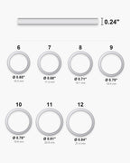 Atlas two-tone frosted band ring sizes 6 to 12 with inner diameters in inches and the 0.24 inch band width [u:in]