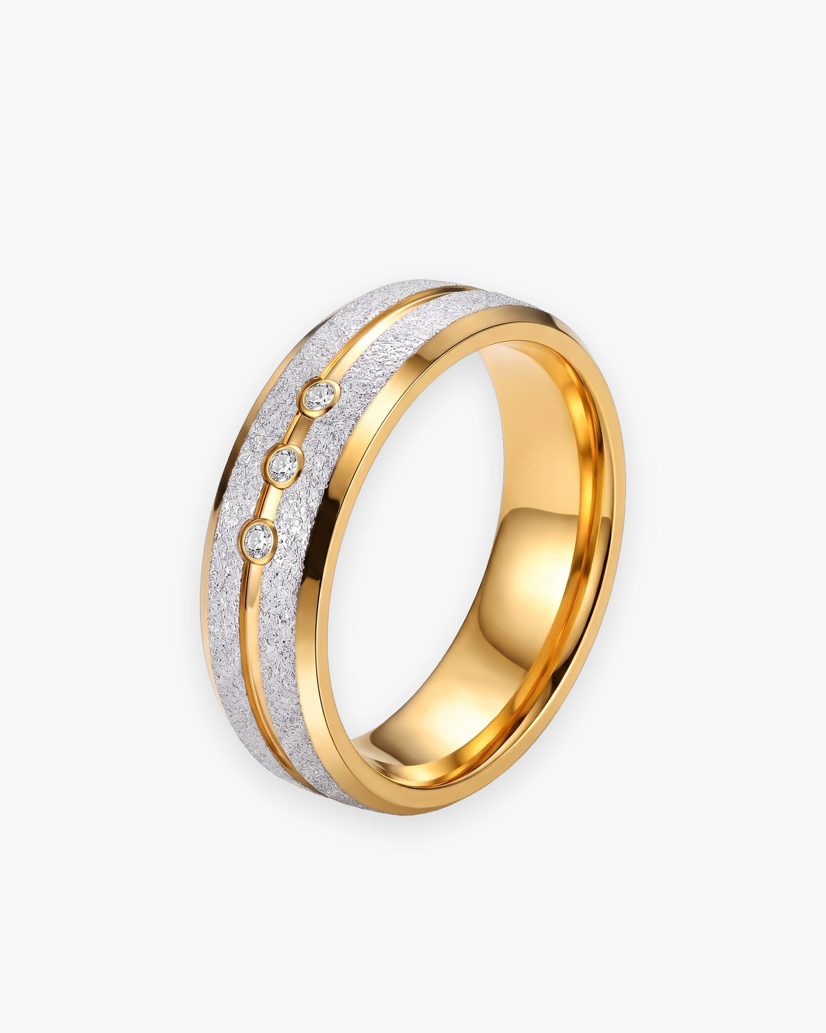 Atlas two-tone frosted band in with stones titanium steel [c:withstones]