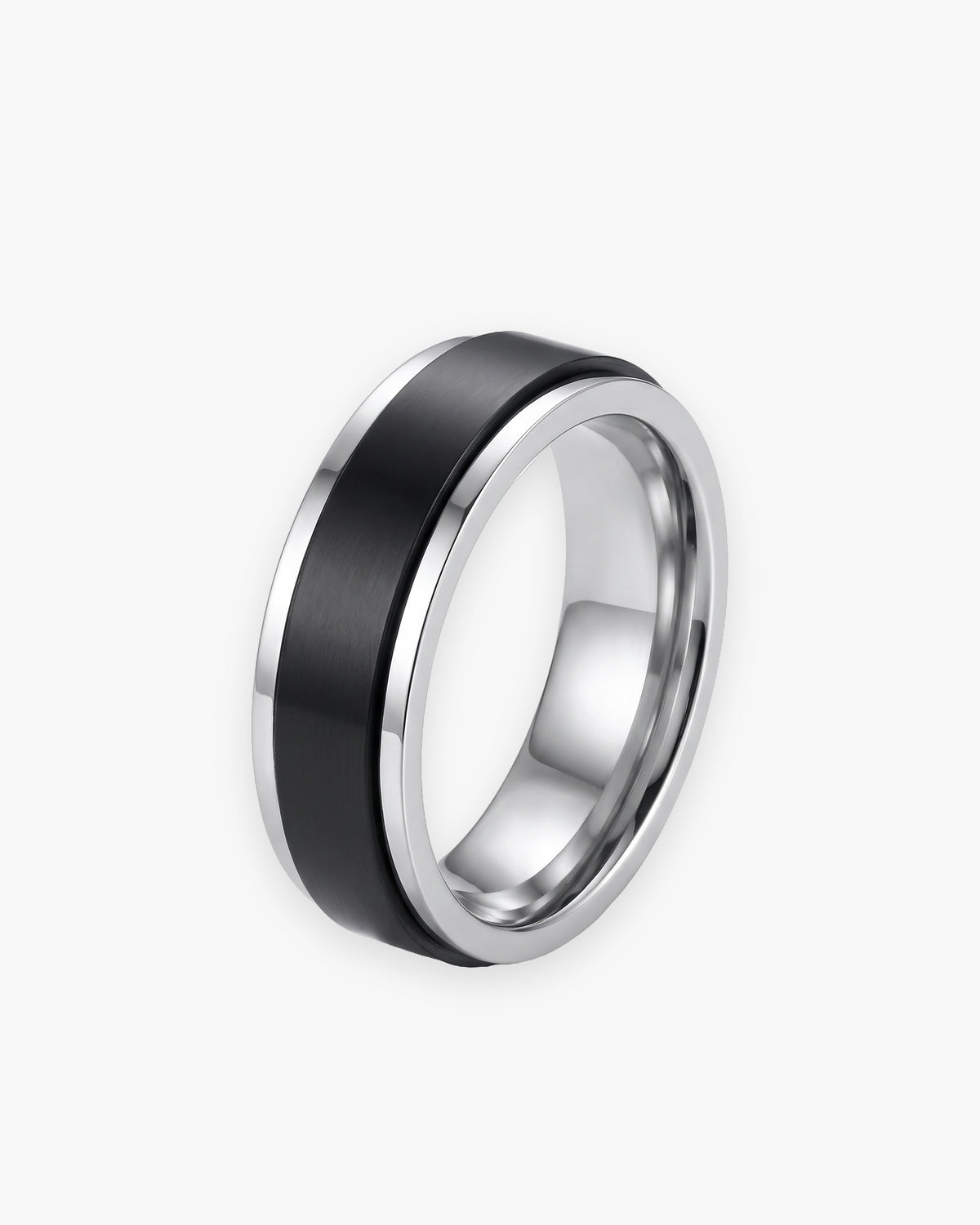 Atlas two-tone spinner ring in silver-tone stainless steel [c:silver]