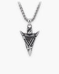 Atlas Valknut arrow pendant necklace in silver-tone titanium steel [c:silver]