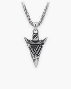 Atlas Valknut arrow pendant necklace in silver-tone titanium steel [c:silver]