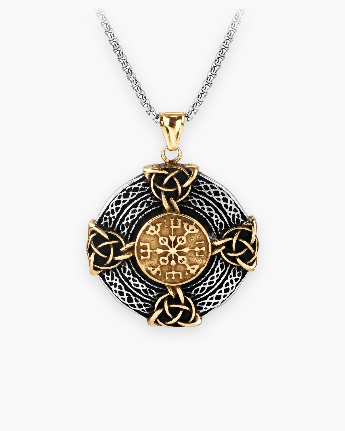 Atlas Vegvisir Viking Compass Pendant Necklace in gold-tone [c:gold]