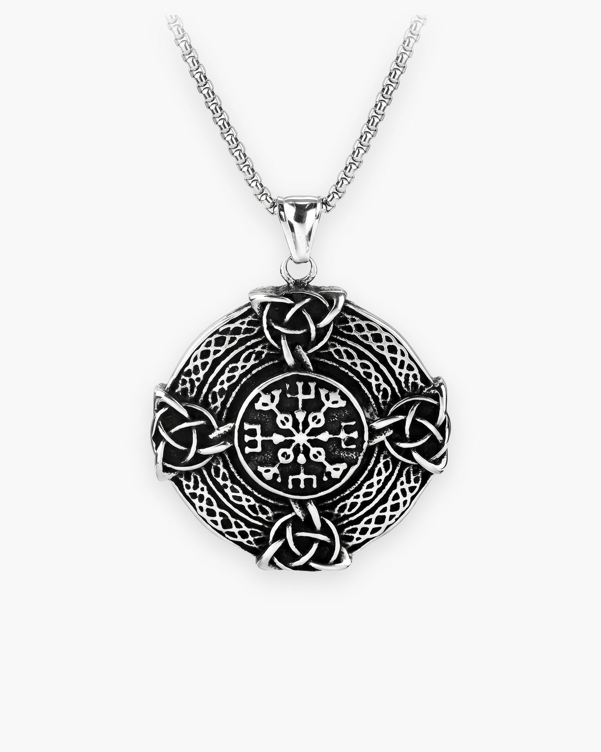 Atlas Vegvisir Viking Compass Pendant Necklace in silver [c:silver]