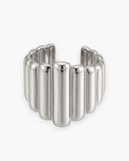 Atlas vertical stripe cuff ring in silver stainless steel [c:silver]