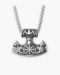 Atlas viking hammer pendant necklace in silver titanium steel [c:silver]