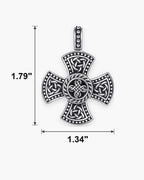 Atlas Viking knotwork cross pendant dimensions 1.34 x 1.79 inches [u:in]