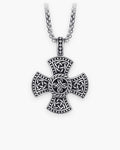 Atlas Viking knotwork cross pendant necklace in silver-tone titanium steel [c:silver]