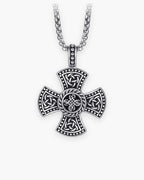 Atlas Viking knotwork cross pendant necklace in silver-tone titanium steel [c:silver]