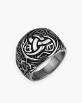 Atlas Viking knotwork ring in antiqued silver-tone stainless steel [c:silver]