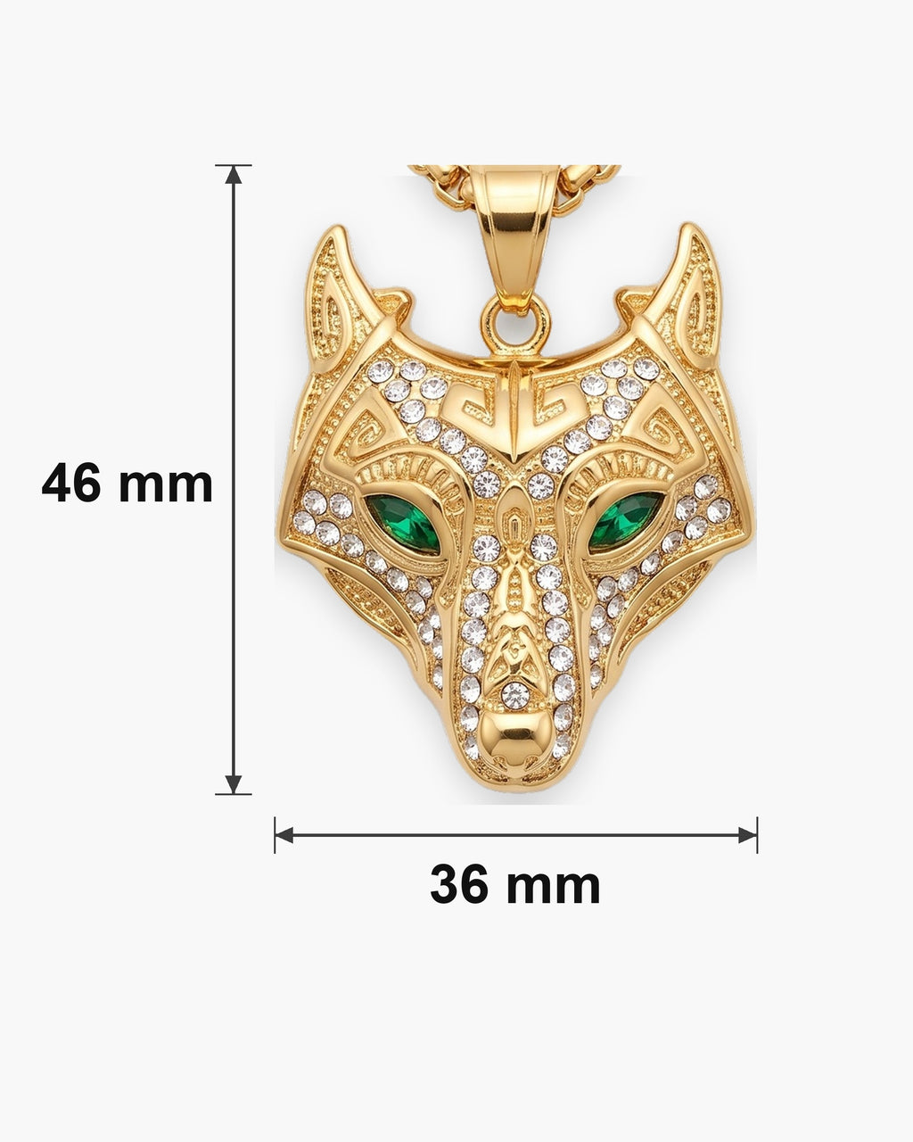 Atlas viking wolf pendant necklace dimensions 36 x 46 mm [u:mm]