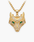Atlas viking wolf pendant necklace in gold-tone 316L stainless steel [c:gold]