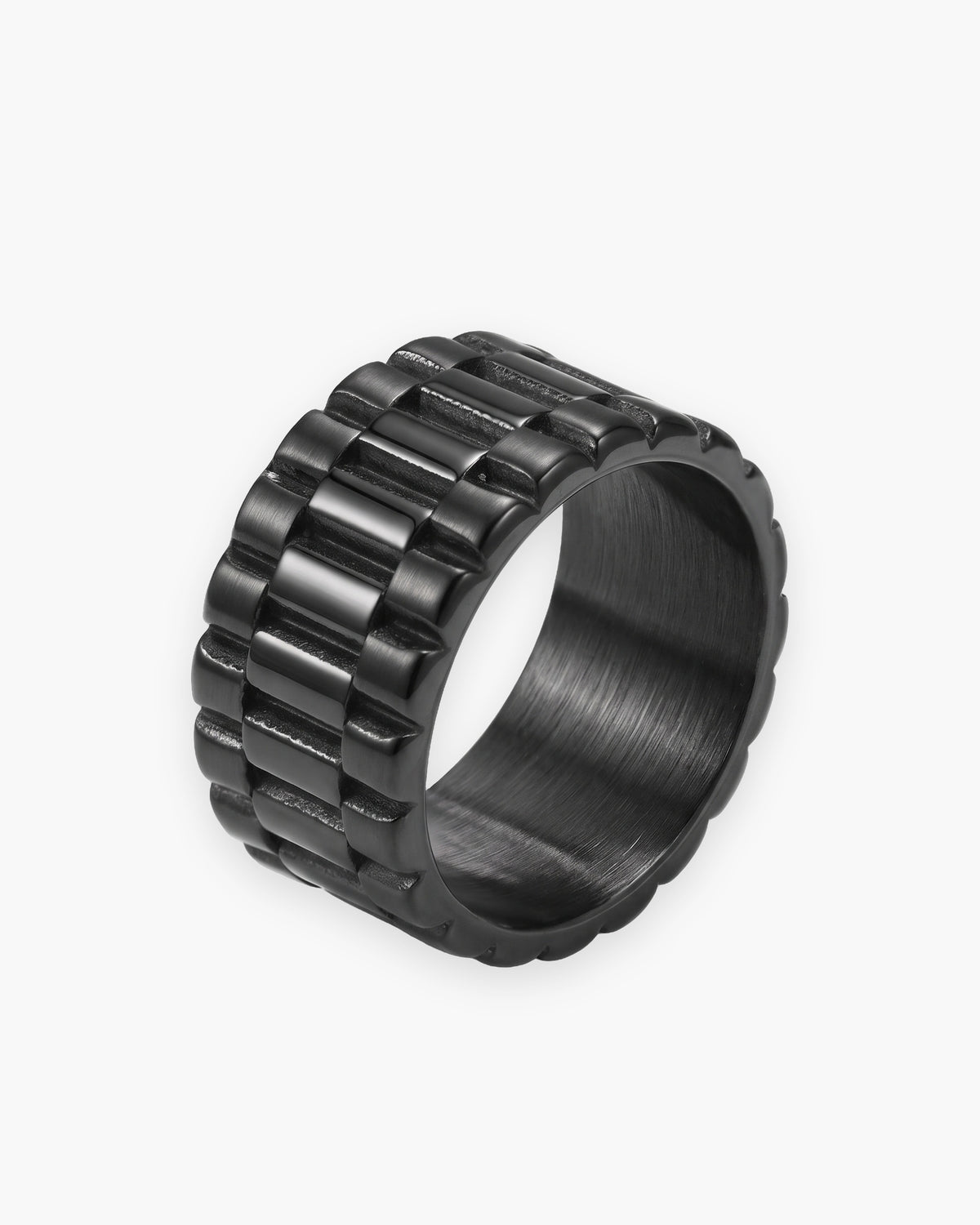 Atlas watch link band ring in black stainless steel [c:black]