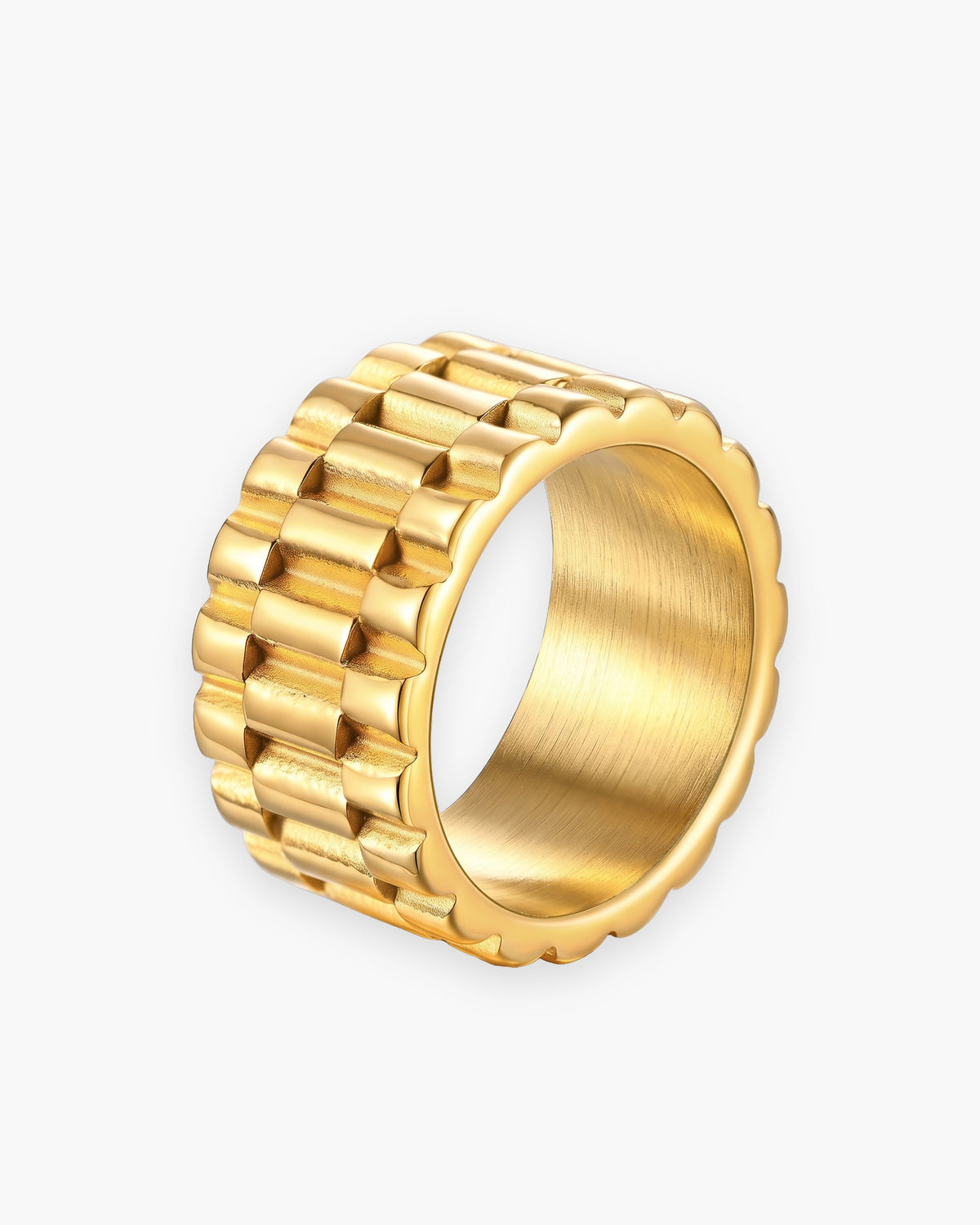 Atlas watch link band ring in gold-tone stainless steel [c:gold]