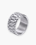 Atlas watch link band ring in silver-tone stainless steel [c:silver]