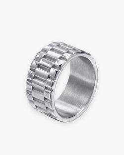 Atlas watch link band ring in silver-tone stainless steel [c:silver]