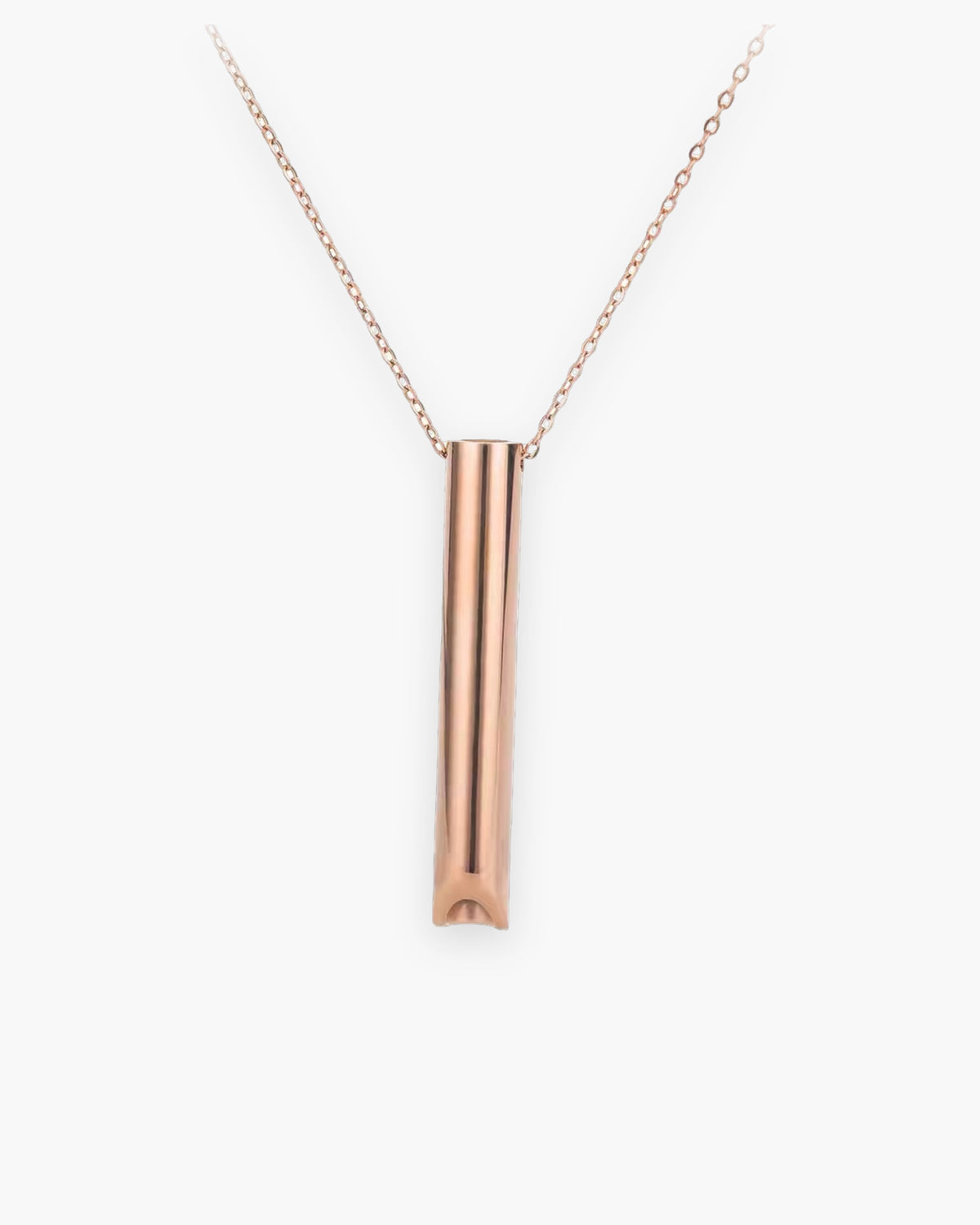Atlas whistle bar pendant necklace in rose gold-tone titanium steel [c:rosegold]