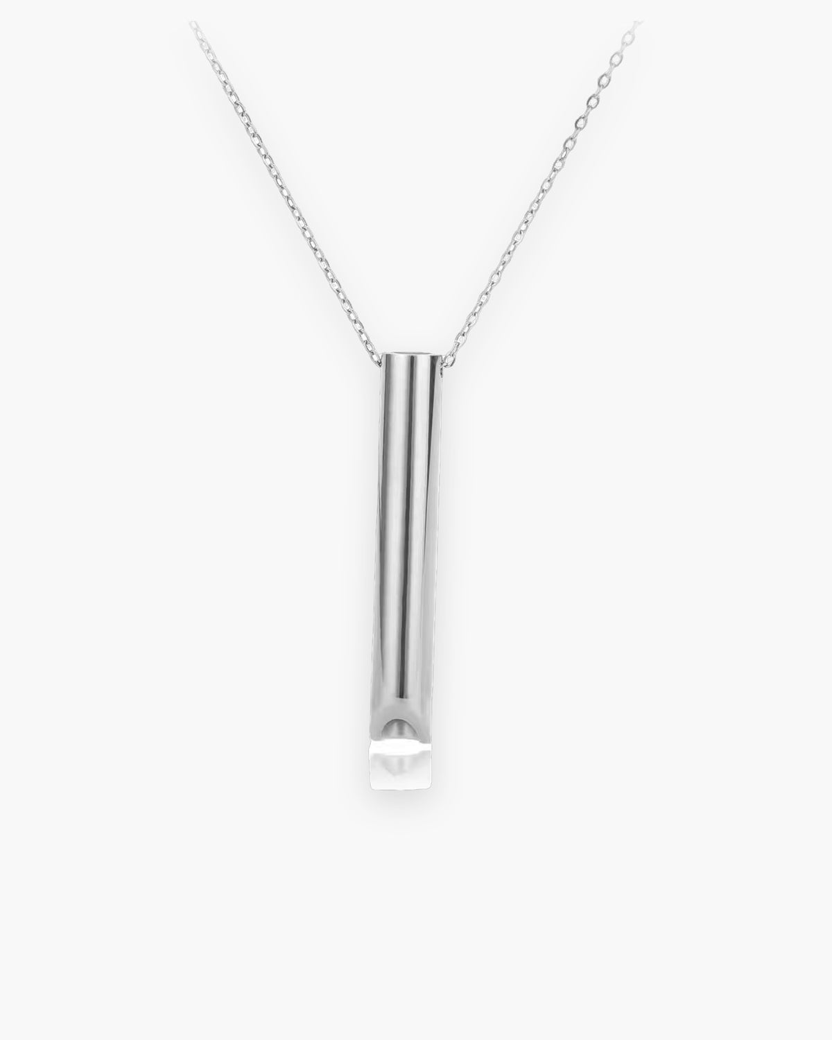 Atlas whistle bar pendant necklace in silver-tone titanium steel [c:silver]