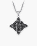 Atlas Celtic witch's knot pendant necklace in silver-tone stainless steel on a box chain [c:silver]