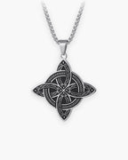 Atlas Celtic witch's knot pendant necklace in silver-tone stainless steel on a box chain [c:silver]