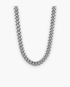 Atlas Cuban chain with zircon cross clasp in silver-tone stainless steel [c:silver]