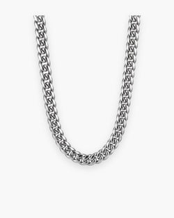 Atlas Cuban chain with zircon cross clasp in silver-tone stainless steel [c:silver]