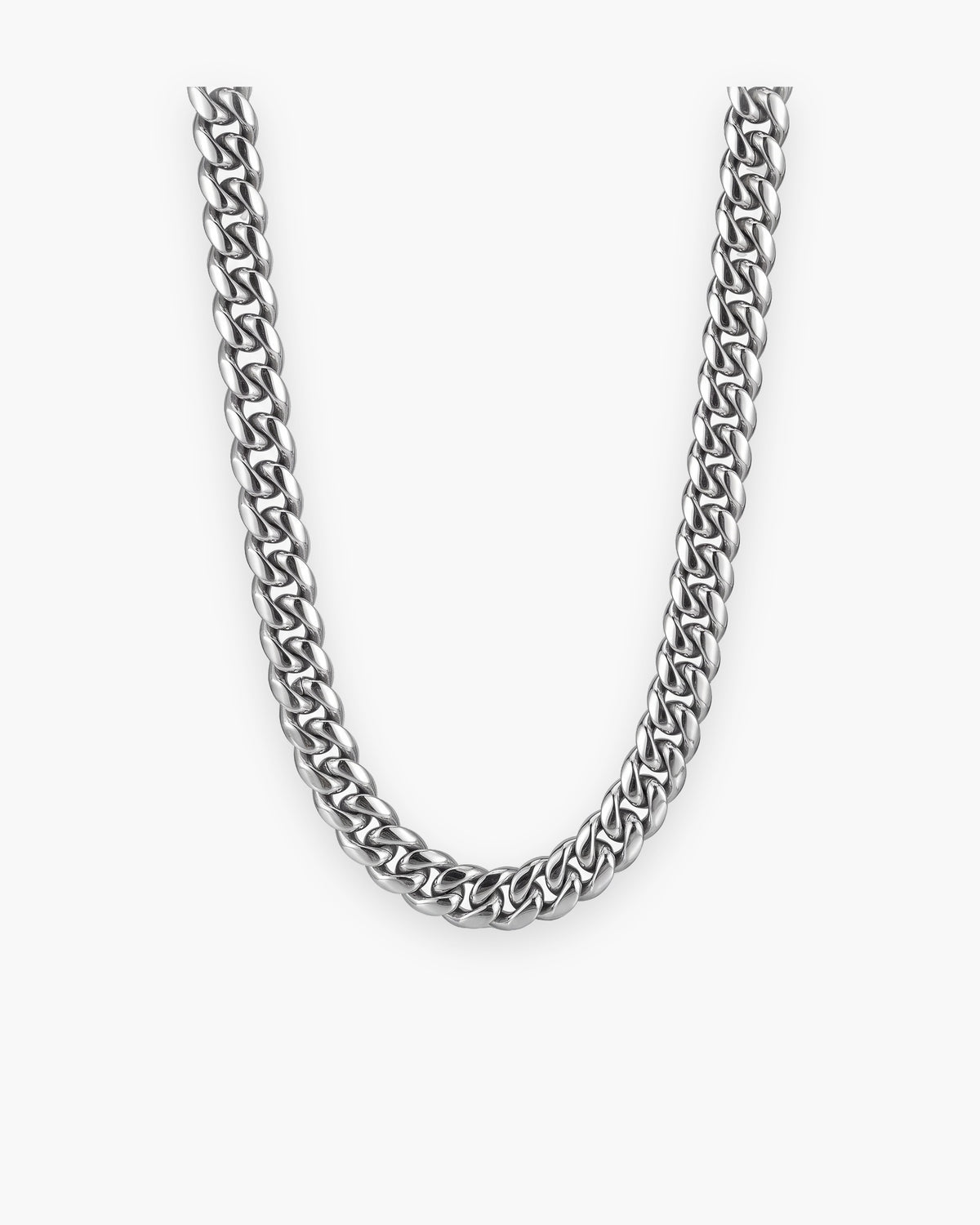 Atlas Cuban chain with zircon cross clasp in silver-tone stainless steel [c:silver]