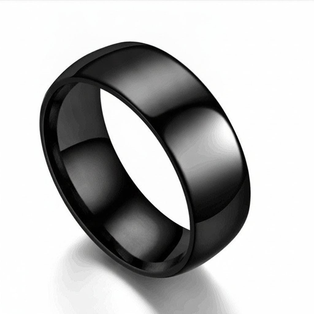 Domed Stainless Steel Band Ring, polished silver view 9