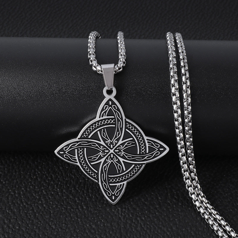 Celtic Knotwork Pendant Necklace gold-tone witch's knot view 4