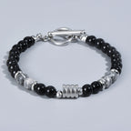 The Toggle Clasp Stone Bead Bracelet with Steel Accents, view 3