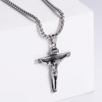 Crucifix Stainless Steel Pendant Necklace in silver finish
