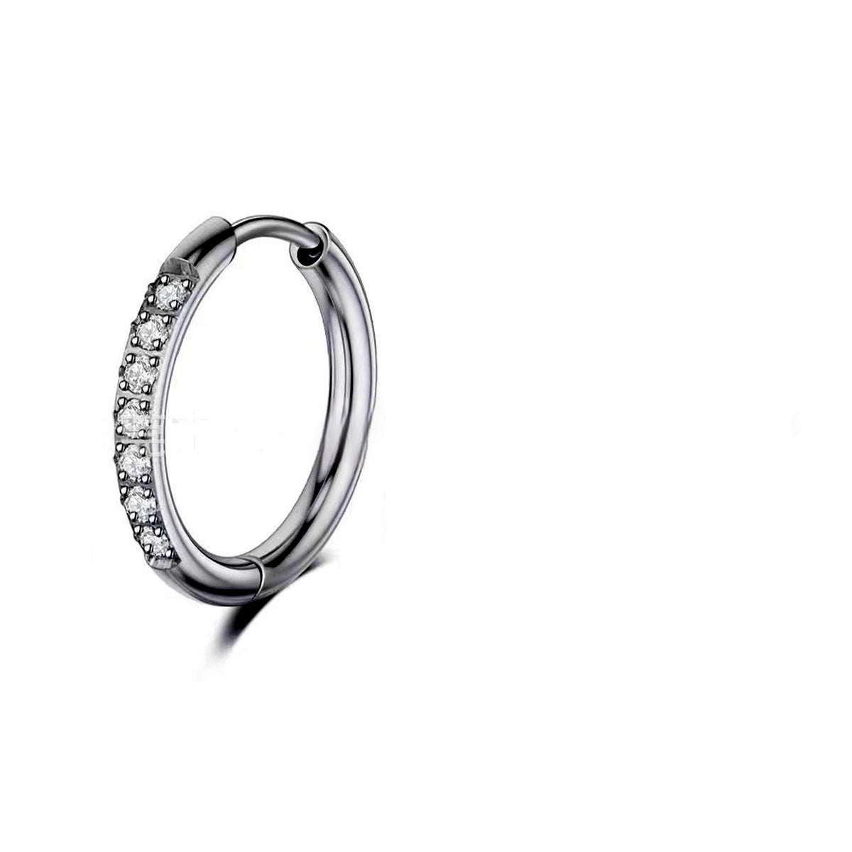 8-12mm CZ Inlaid Stainless Steel Hoop Earrings gold silver rose gold black view 4