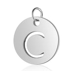Stainless Steel Initial Disc Pendant, silver, hollow letter Z view 4
