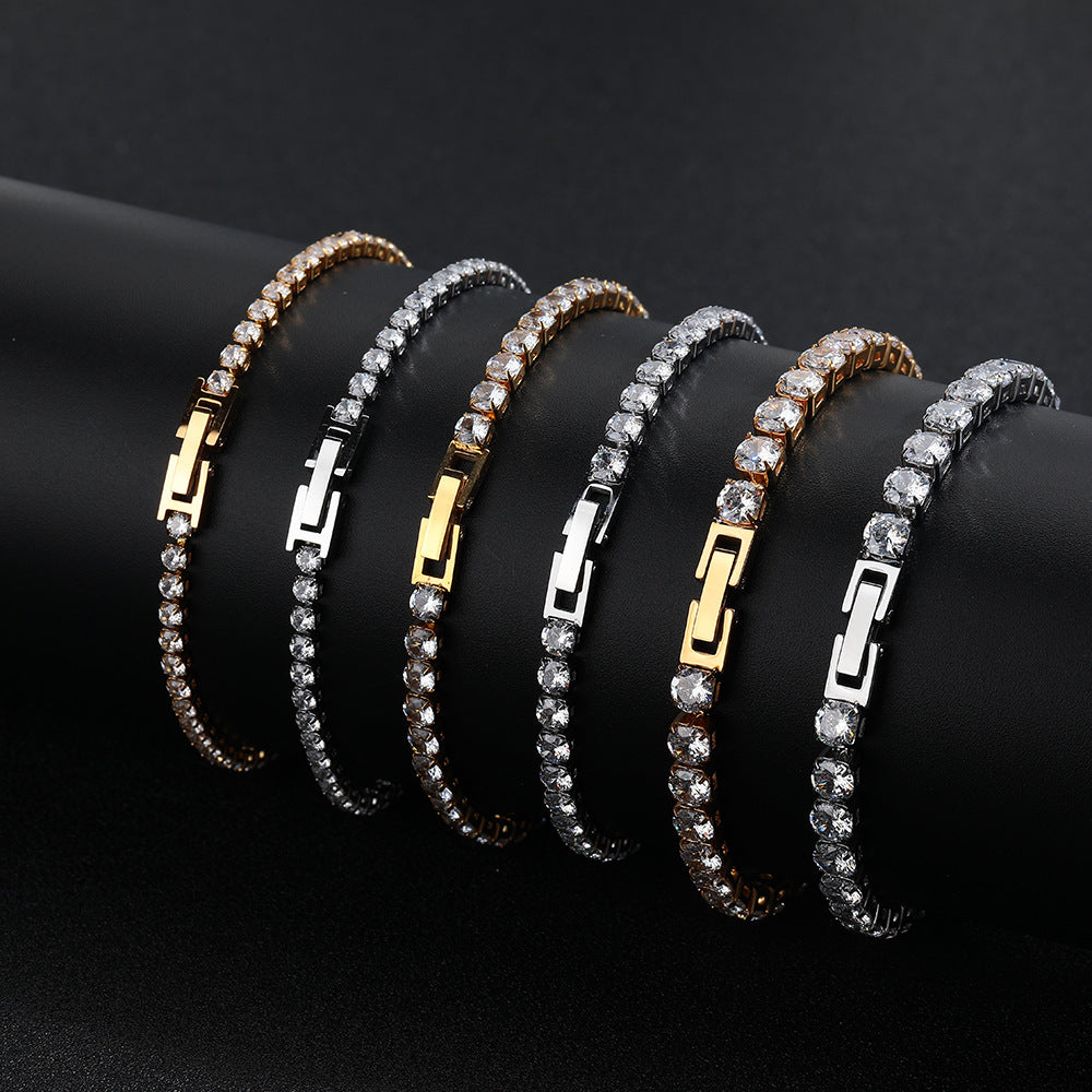 Titanium Steel Iced Tennis Bracelet with clear cubic zirconia stones view 4