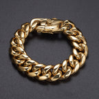 The Double-Latch Gold-Tone Cuban Bracelet in Steel, view 3