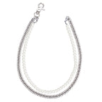The Layered Pearl and Curb Chain Necklace in Steel, view 6