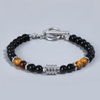 The Toggle Clasp Stone Bead Bracelet with Steel Accents, view 7