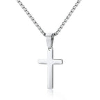 Titanium Steel Layered Cross Necklace in silver finish view 4