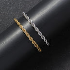 5mm Rope Chain Bracelet silver finish on white background view 3