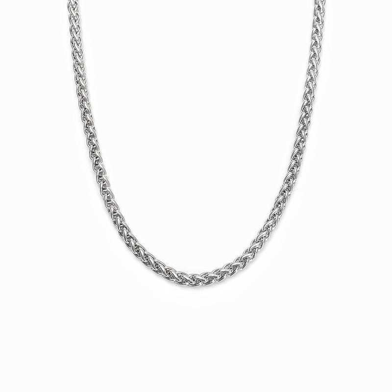Titanium Steel Wheat Chain Necklace gold black silver finishes view 5