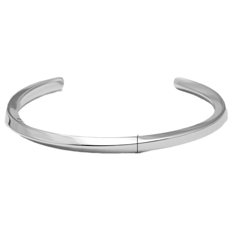 Mobius Titanium Steel Open Bracelet in silver-tone