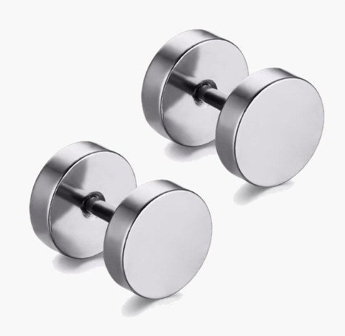 Barbell Stud Earrings in silver finish