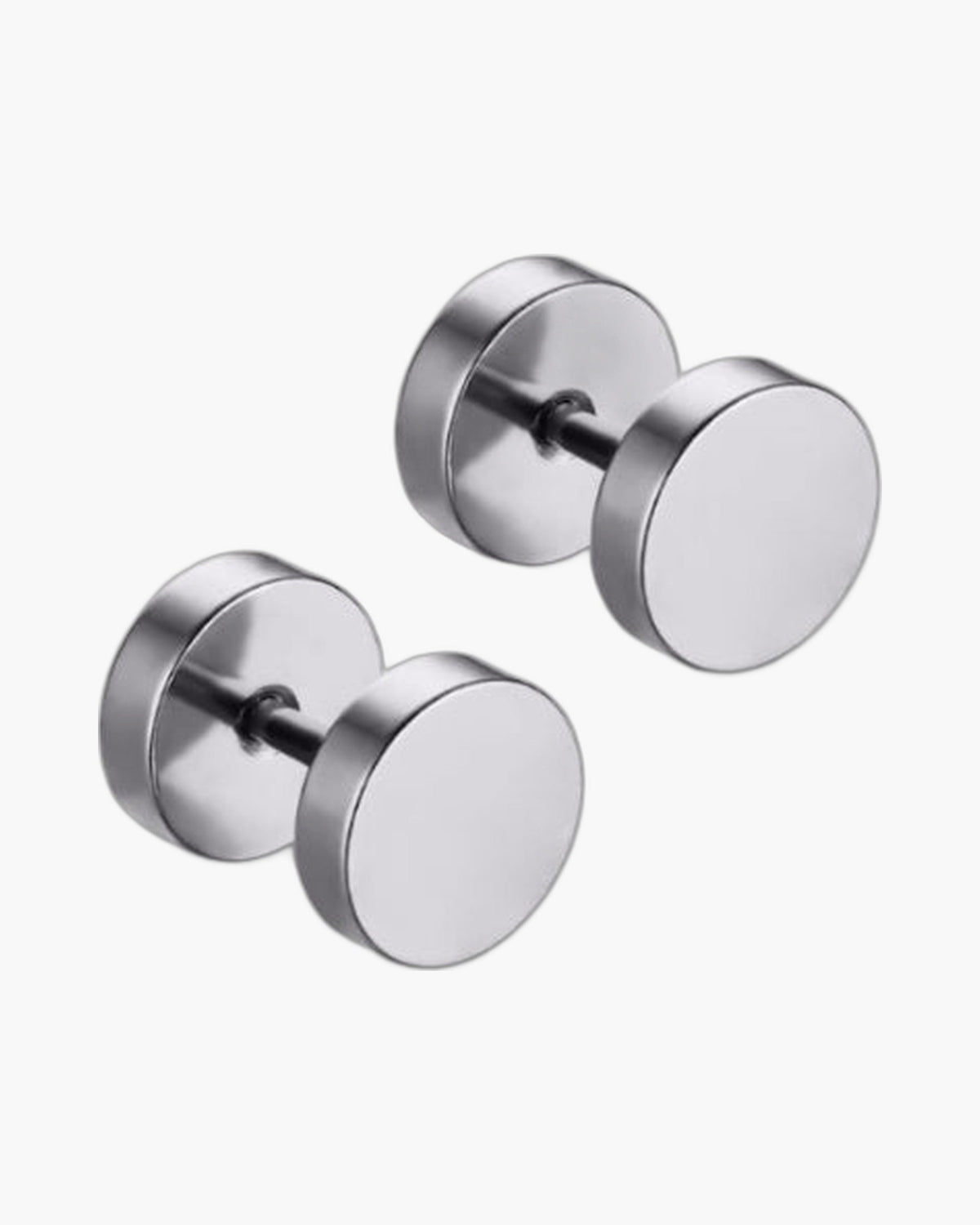 Barbell Stud Earrings in silver finish view 14